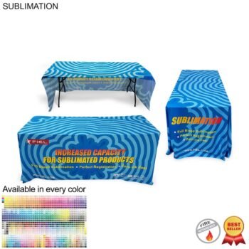 Sublimated 6' Table Cloth, Drape Style, 3 sided, Open Back