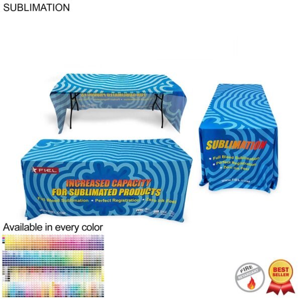 Sublimated 6' Table Cloth, Drape Style, 3 sided, Open Back