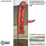 48 Hr Quick Ship - 10' Small Feather Flag Kit, Full Color Graphics One Side, Spike and Bag Included