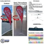 48Hr Quick Ship -12' Medium Tear Drop Flag Kit Full Color Graphic Double Side, Outdoor & Indoor base