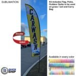 48 Hr Quick Ship - 13' Medium Feather Flag Kit, Full Color Graphics Double Sided, Spike and Bag