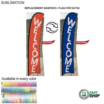 72Hr Fast Ship - Replacement Flag for 10' Small Feather Flag Kit, Full Color Graphics One Side