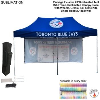 48 Hr Quick Ship - 20' Tent Backwall Package, 20' Sublimated Tent kit and Single sided 20' backwall