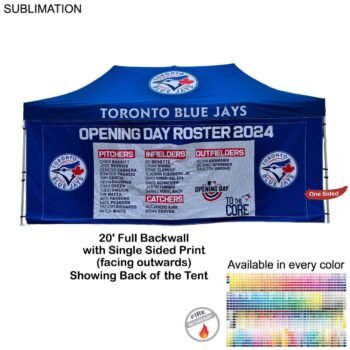 Full 20' Back Wall for 10x20 Tent Kit, Sublimated, Single Sided Print