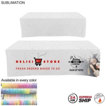 Sublimated Box Style Fitted Tablecloth for 8' Table, 4 sided, Closed back