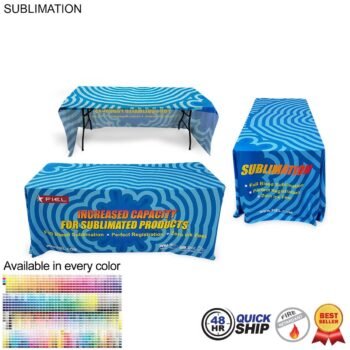 Sublimated Table Cloth for 6' Table, Drape Style, 3 sided, Open Back