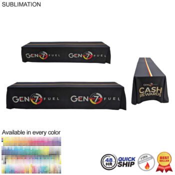 Sublimated Table Cloth for 12' table (or 2 x 6' tables combined), Closed Back