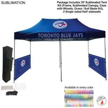 48Hr Quick Ship- 20' Tent Sidewalls Package, 20' Sublimated Tent kit & 2 Single sided half sidewalls