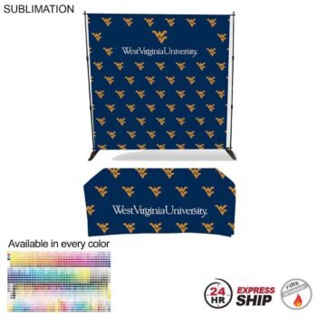 24Hr Express Ship- Tradeshow Booth Package 8' Expanding Display and 6' Sublimated PREMIUM Tablecloth