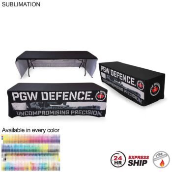 Sublimated Table Cloth for 8' Table, Drape Style, 3 sided, Open Back