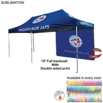 24 Hr Express Ship - 10' Back Wall for 10x20 Tent Kit, Sublimated, Double Sided Print