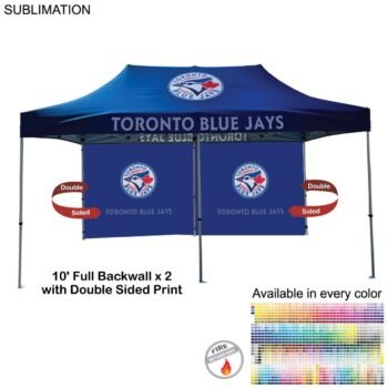 48 Hr Quick Ship - 10' Back Wall for 10x20 Tent Kit, Sublimated, Double Sided Print