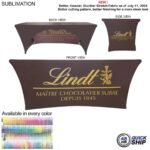 Sublimated Stretch Curved Fit Tablecloth Throw for 6ft table, 3 sided, Open Back