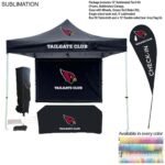 48Hr Quick Ship - Game Day Tailgate Package, 10' Tent kit, Backwall,Tablecloth, double sided Flag