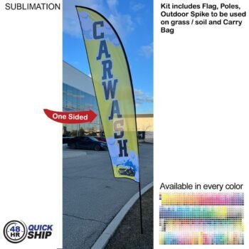 48Hr Quick Ship - 13' Medium Feather Flag Kit, Full Color Graphics One Side, Spike and Bag Included
