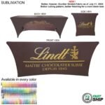 Sublimated Stretch Curved Fit Tablecloth Throw for 6ft table, 3 sided, Open Back