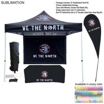 48Hr Quick Ship- Deluxe Tent Flag Package, 10' Tent kit, Backwall, Tablecloth, Double sided Flag Kit