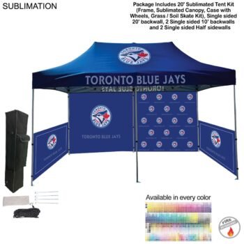 48 Hr Quick Ship - Full Tent Package 1, 20' Sublimated Tent, 2 10' backwalls, 2 half sidewalls