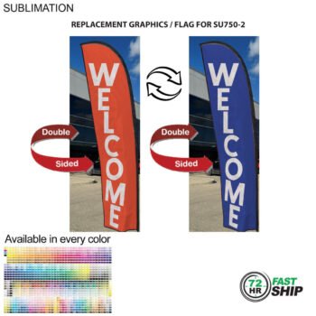 72Hr Fast Ship - Replacement Flag for 10' Small Feather Flag Kit, Full Color Graphics Double Sided