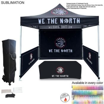 48Hr Quick Ship - Supreme Event Package, 10' Tent, Backwall, 2 Half sidewalls, 6' Box Fit Tablecloth