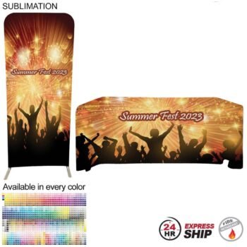 24Hr Express Ship-Tradeshow Booth Package,3'W x 96"h EuroFit Tension Fabric Display & 6' Tablecloth