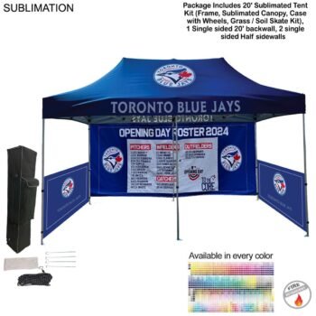 48 Hr Quick Ship - Full Tent Package 2, 20' Sublimated Tent , 20' backwall,2 half sidewalls