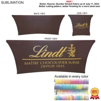 Sublimated Stretch Curved Fit Tablecloth Throw for 6ft table, 4 sided, Closed Back