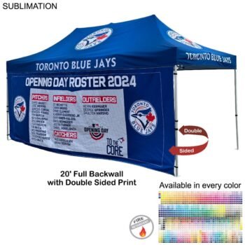 48 Hr Quick Ship - Full 20' Back Wall for 10x20 Tent Kit, Sublimated, Double Sided Print