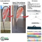 72Hr Fast Ship - 9' Small Tear Drop Flag Kit, Full Color Graphics One Side, Outdoor & Indoor bases