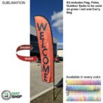 72 Hr Fast Ship - 10' Small Feather Flag Kit, Full Color Graphics Double Sided, Spike and Bag