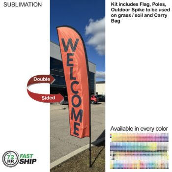 72 Hr Fast Ship - 10' Small Feather Flag Kit, Full Color Graphics Double Sided, Spike and Bag