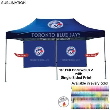 24 Hr Express Ship - 10' Back Wall for 10x20 Tent Kit, Sublimated, Single Sided Print