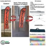 72Hr Fast Ship - 10' Small Feather Flag Kit, Full Color Graphics Double Sided, Outdoor & Indoor base