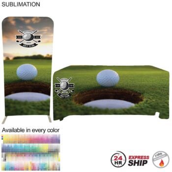 24Hr Express Ship-Tradeshow Booth Package, 3'Wide EuroFit Tension Fabric Display & 6' Sub Tablecloth