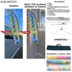 13' Medium Feather Flag Kit, Full Color Graphics One Side, Outdoor Spike base, Indoor Cross Base