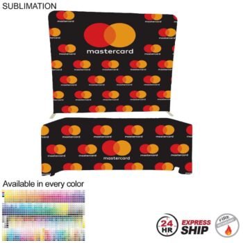 24Hr Express Ship- Tradeshow Booth Package, 8' EuroFit Tension Fabric Display & PREMIUM 6'Tablecloth