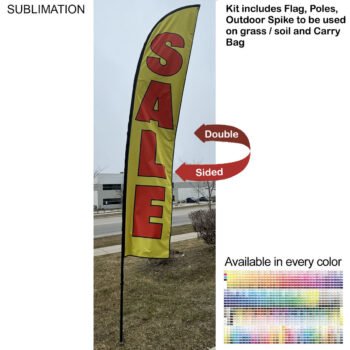 15' Large Feather Flag Kit, Full Color Graphics Double Sided, Outdoor Spike base and Bag Included