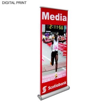 72 Hour Fast Ship - Deluxe Wide Base Pull Up Retractable Banner Double sided Graphics, (33.5x79)