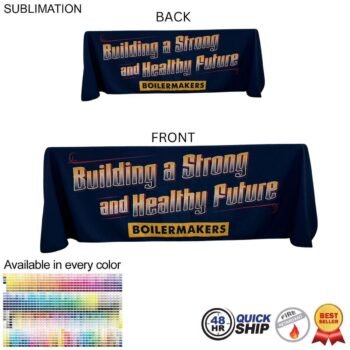 Sublimated Table Cloth for 6' table, Drape style, 4 sided, Closed Back