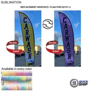 48Hr Quick Ship - Replacement Flag for 13' Medium Feather Flag Kit, Full Color Graphics Double Sided