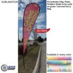 48 Hr Quick Ship -16' X-Large Tear Drop Flag Kit, Full Color Graphics One Side, Spike and Bag
