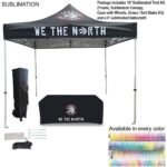 48Hr Quick Ship -Event Package, 10' Premium sublimated Tent Kit and 6' Sublimated Box Fit Tablecloth