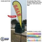 48 Hr Quick Ship - 13.5' Large Tear Drop Flag Kit, Full Color Graphics One Side, Spike and Bag