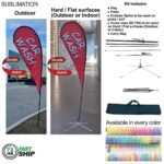 72Hr Fast Ship -12' Medium Tear Drop Flag Kit, Full Color Graphic Double Side, Outdoor & Indoor base
